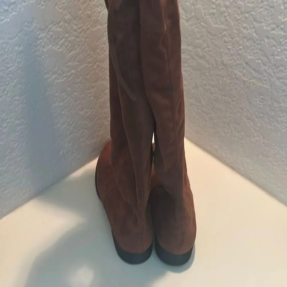 A New Day Sidney Knee High Boots Brown Faux Leather Boho Cottagecore Size 10 NEW